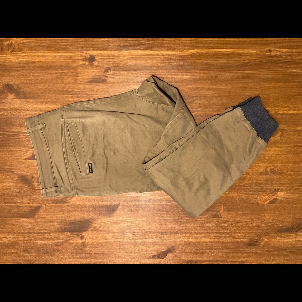 Zanerobe Dyanmo camel jogger pants with gray cuff men’s size 32 waist